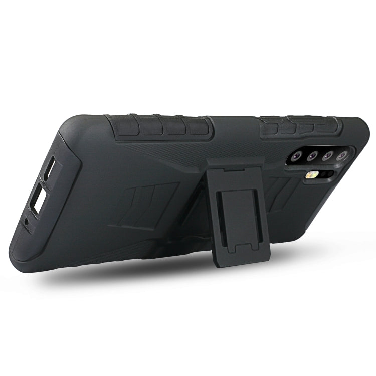 For Huawei P30 Pro PC + Silicone Back Clip Sliding Sleeve Protective Case(Black)