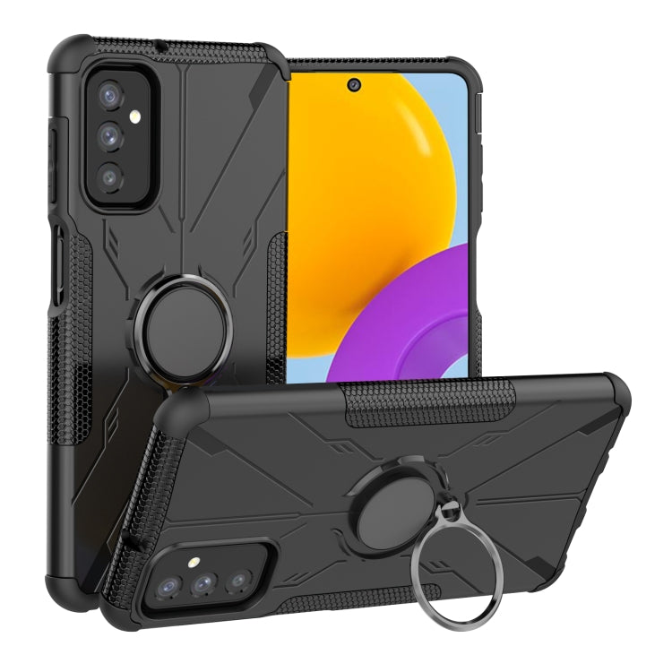 For Samsung Galaxy M52 5G Armor Bear Shockproof PC + TPU Phone Case with Ring Holder