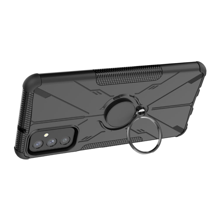 For Samsung Galaxy M52 5G Armor Bear Shockproof PC + TPU Phone Case with Ring Holder