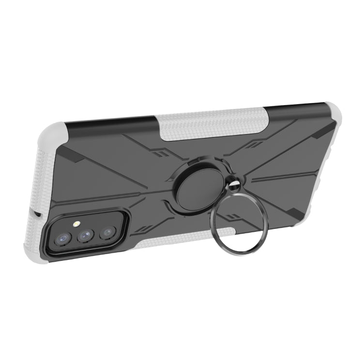 For Samsung Galaxy M52 5G Armor Bear Shockproof PC + TPU Phone Case with Ring Holder