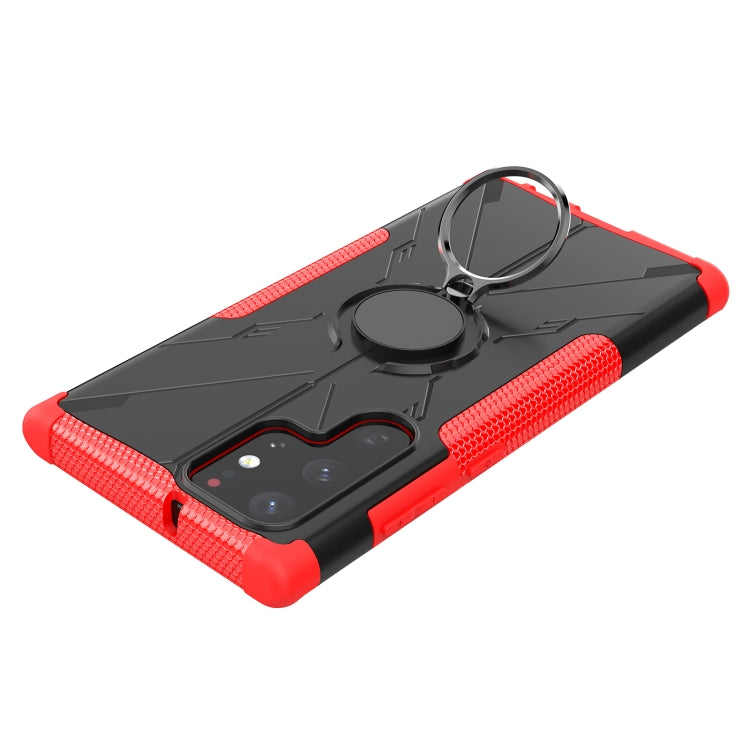 For Samsung Galaxy S22 Ultra 5G Armor Bear Shockproof PC + TPU Phone Case with Ring Holder