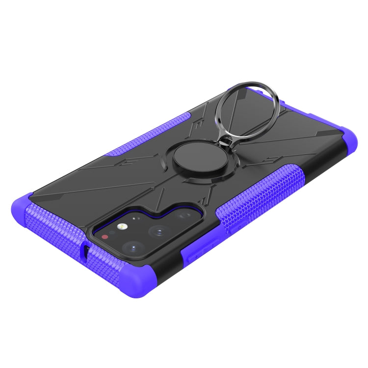 For Samsung Galaxy S22 Ultra 5G Armor Bear Shockproof PC + TPU Phone Case with Ring Holder