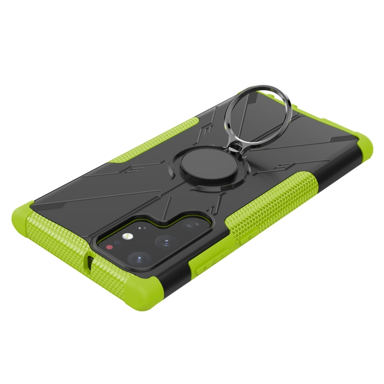 For Samsung Galaxy S22 Ultra 5G Armor Bear Shockproof PC + TPU Phone Case with Ring Holder