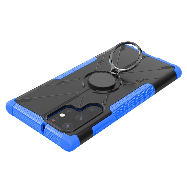 For Samsung Galaxy S22 Ultra 5G Armor Bear Shockproof PC + TPU Phone Case with Ring Holder