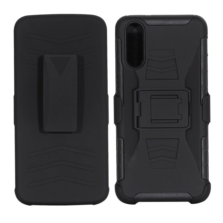 For Huawei P30 PC + Silicone Back Clip Sliding Sleeve Protective Case(Black)