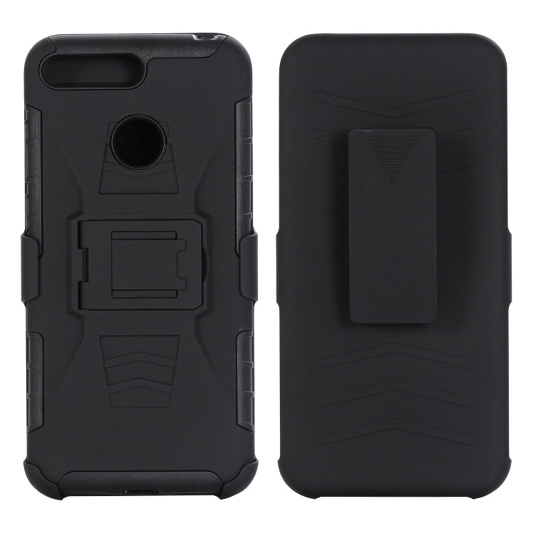 For Huawei Y6 (2018) PC + Silicone Back Clip Sliding Sleeve Protective Case(Black)