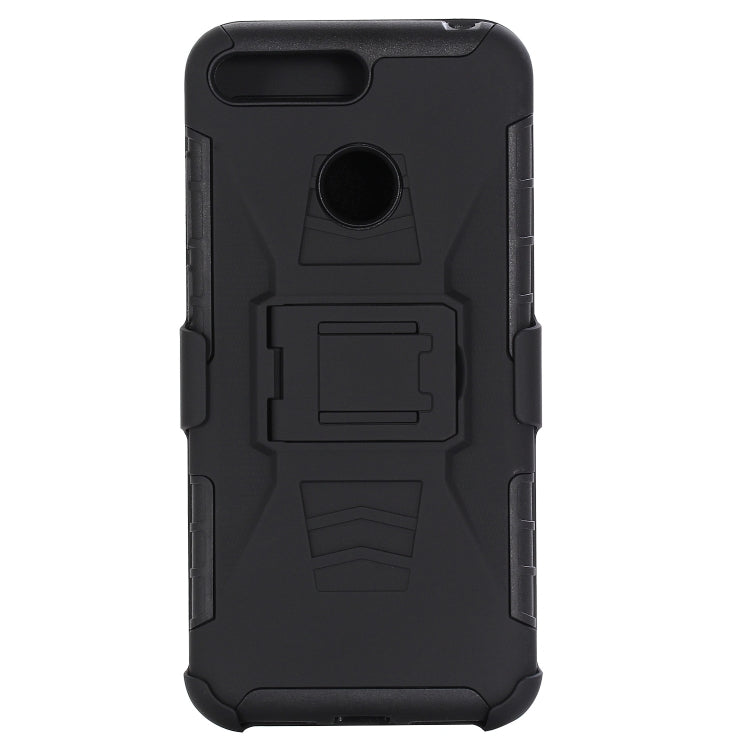 For Huawei Y6 (2018) PC + Silicone Back Clip Sliding Sleeve Protective Case(Black)