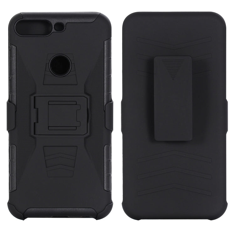 For Huawei Y7 (2018) PC + Silicone Back Clip Sliding Sleeve Protective Case(Black)