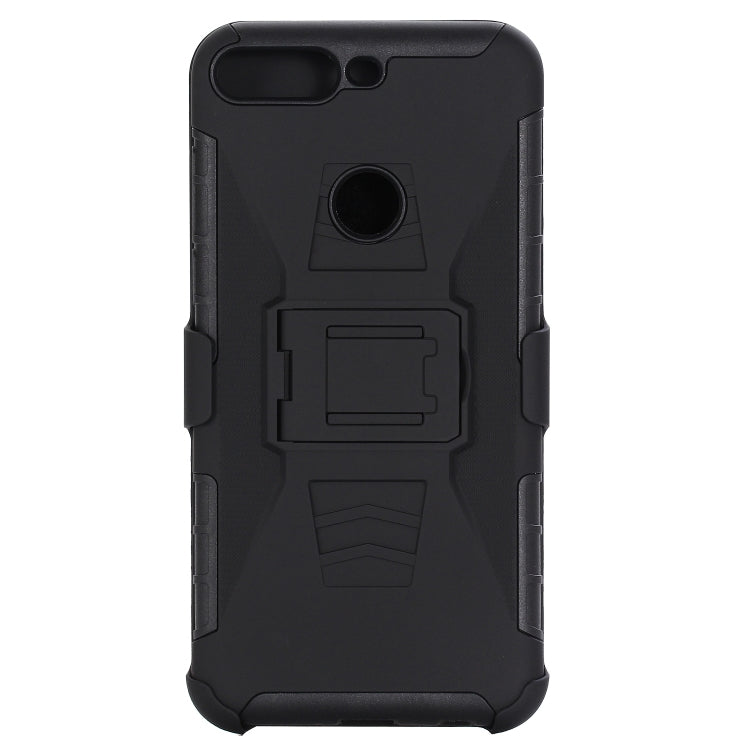 For Huawei Y7 (2018) PC + Silicone Back Clip Sliding Sleeve Protective Case(Black)