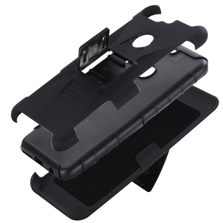 For Huawei Y7 (2018) PC + Silicone Back Clip Sliding Sleeve Protective Case(Black)