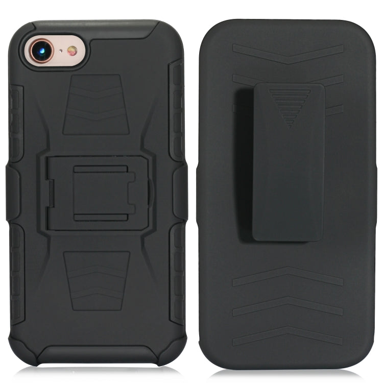 For iPhone SE 2022 / SE 2020 / 8 / 7 PC + Silicone Back Clip Sliding Sleeve Protective Case(Black)