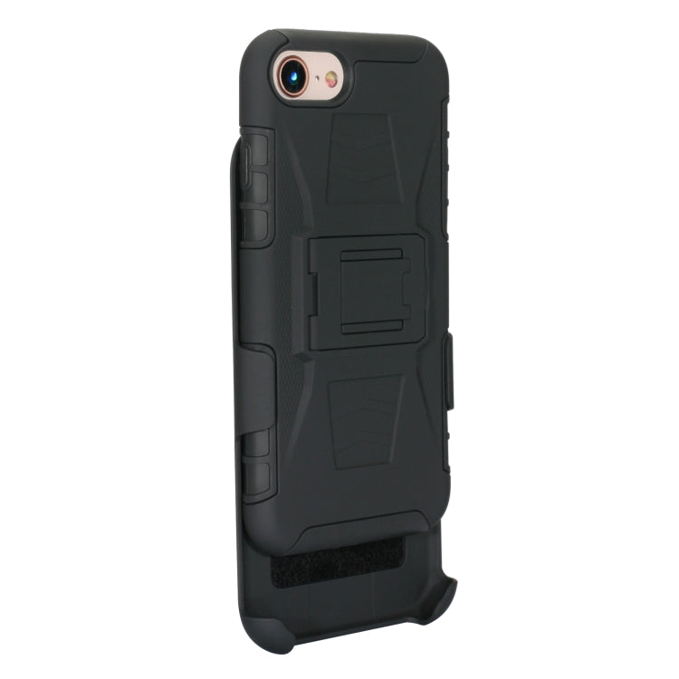 For iPhone SE 2022 / SE 2020 / 8 / 7 PC + Silicone Back Clip Sliding Sleeve Protective Case(Black)