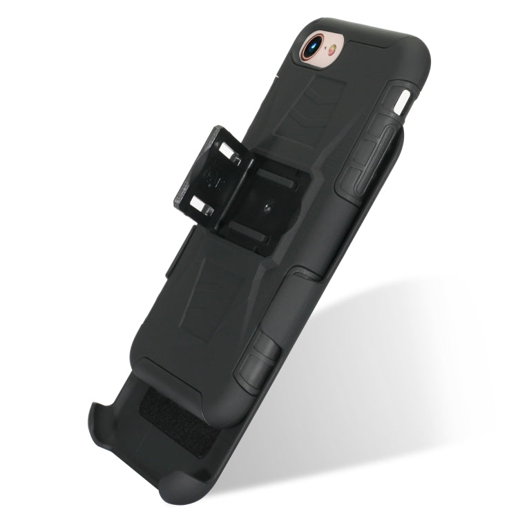 For iPhone SE 2022 / SE 2020 / 8 / 7 PC + Silicone Back Clip Sliding Sleeve Protective Case(Black)