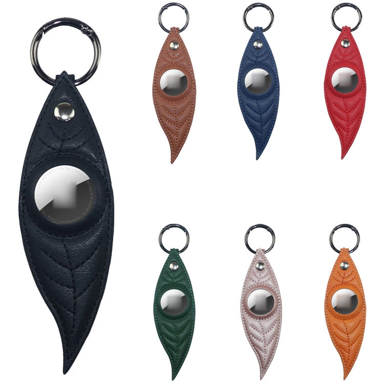 JDK-E3 Leaf Leather Protective Case with Key Ring for AirTag