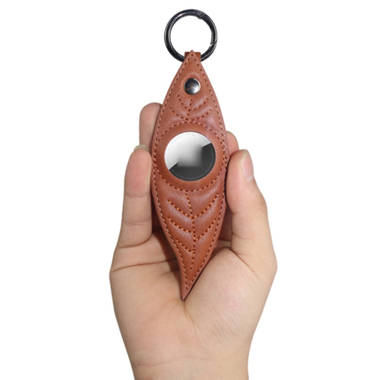 JDK-E3 Leaf Leather Protective Case with Key Ring for AirTag