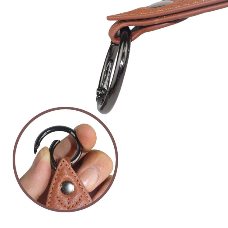 JDK-E3 Leaf Leather Protective Case with Key Ring for AirTag