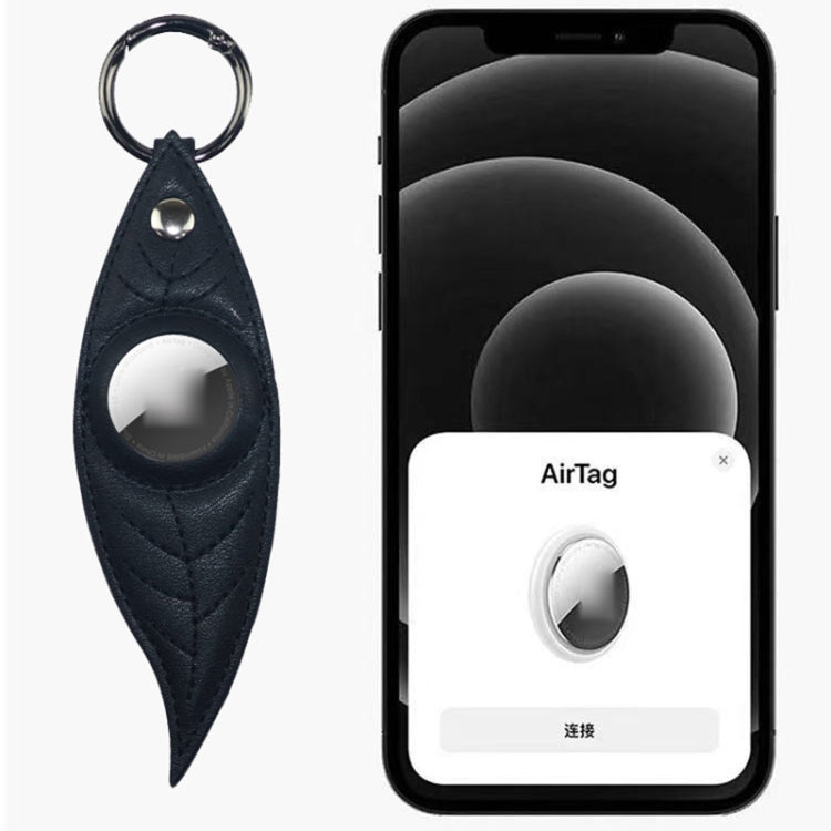 JDK-E3 Leaf Leather Protective Case with Key Ring for AirTag