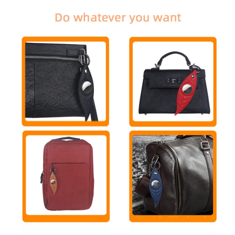 JDK-E3 Leaf Leather Protective Case with Key Ring for AirTag