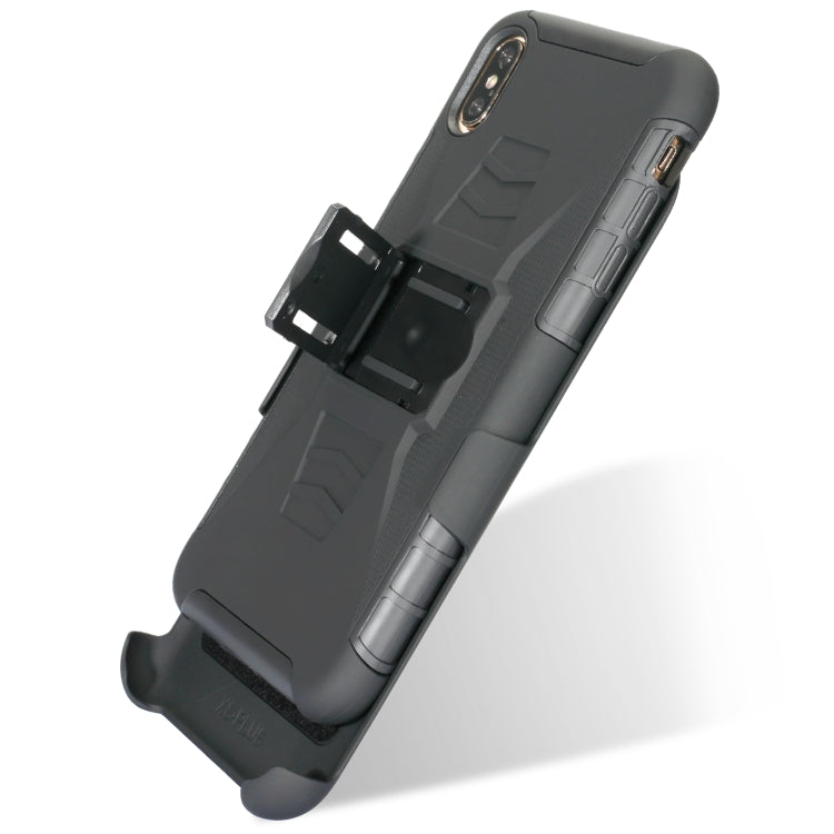 For iPhone XR PC + Silicone Back Clip Sliding Sleeve Protective Case(Black)