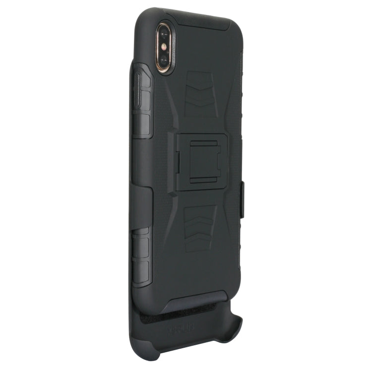 For iPhone XR PC + Silicone Back Clip Sliding Sleeve Protective Case(Black)