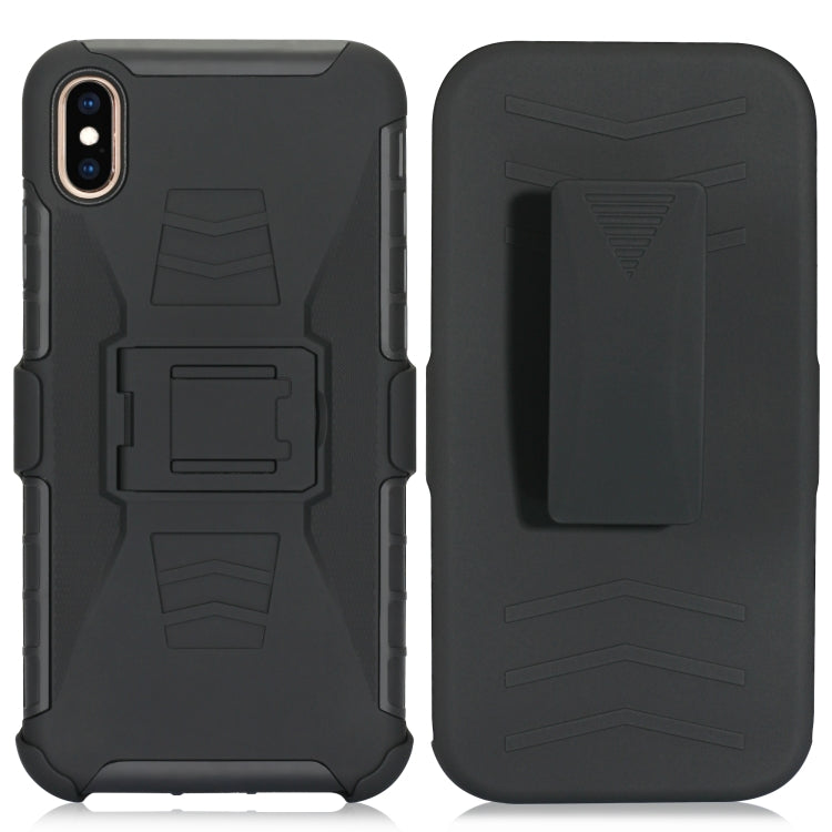 For iPhone XS Max PC + Silicone Back Clip Sliding Sleeve Protective Case(Black)