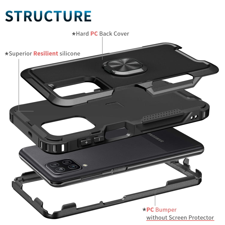 For Samsung Galaxy A32 & A12 3 in 1 PC + TPU Phone Case with Ring Holder