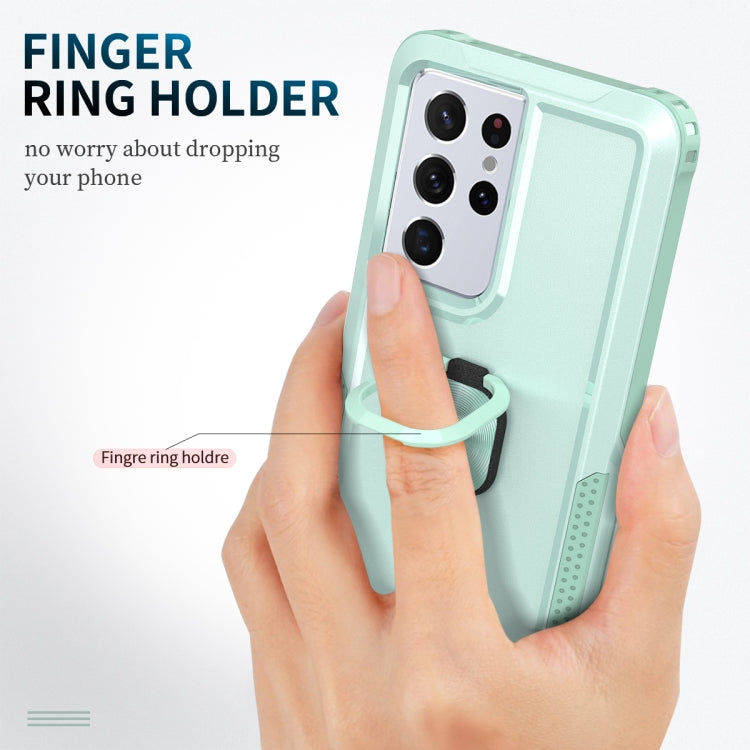 For Samsung Galaxy S21 Ultra 5G 3 in 1 PC + TPU Phone Case with Ring Holder