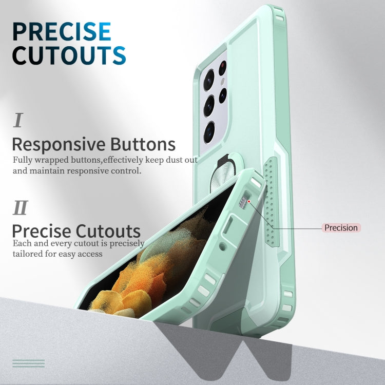 For Samsung Galaxy S21 Ultra 5G 3 in 1 PC + TPU Phone Case with Ring Holder