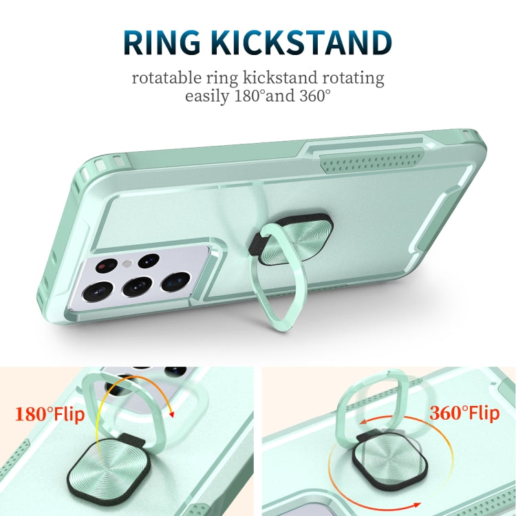 For Samsung Galaxy S21 Ultra 5G 3 in 1 PC + TPU Phone Case with Ring Holder