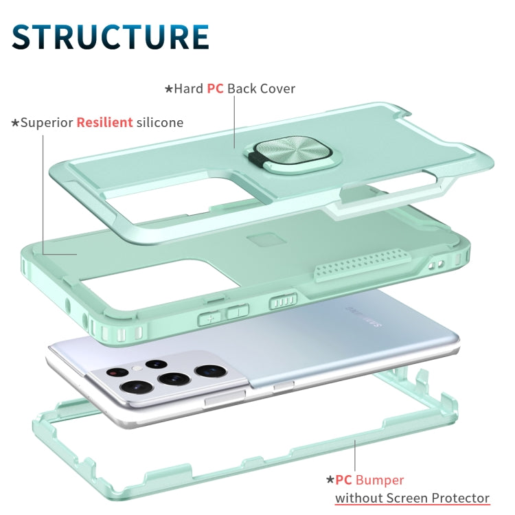 For Samsung Galaxy S21 Ultra 5G 3 in 1 PC + TPU Phone Case with Ring Holder