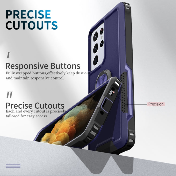 For Samsung Galaxy S21 Ultra 5G 3 in 1 PC + TPU Phone Case with Ring Holder