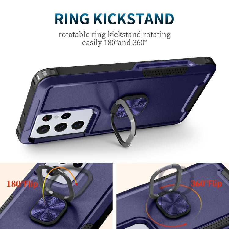 For Samsung Galaxy S21 Ultra 5G 3 in 1 PC + TPU Phone Case with Ring Holder