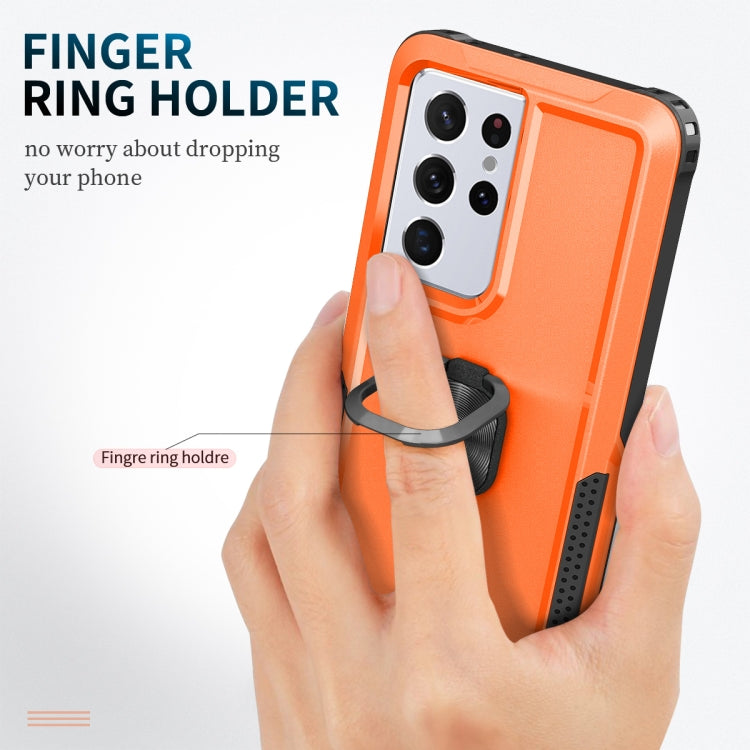For Samsung Galaxy S21 Ultra 5G 3 in 1 PC + TPU Phone Case with Ring Holder