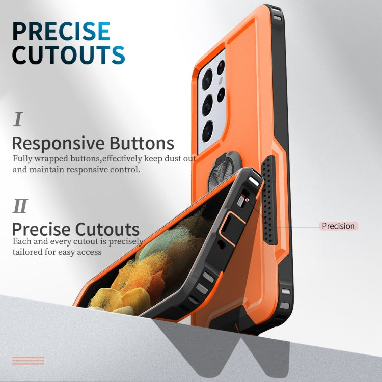 For Samsung Galaxy S21 Ultra 5G 3 in 1 PC + TPU Phone Case with Ring Holder