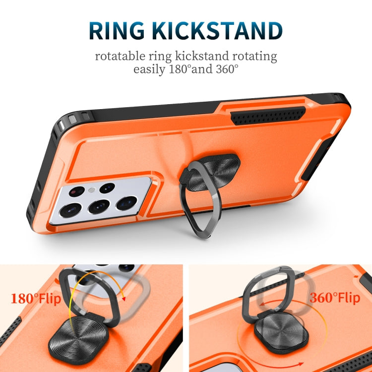 For Samsung Galaxy S21 Ultra 5G 3 in 1 PC + TPU Phone Case with Ring Holder