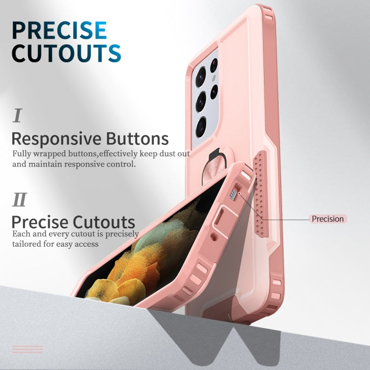 For Samsung Galaxy S21 Ultra 5G 3 in 1 PC + TPU Phone Case with Ring Holder