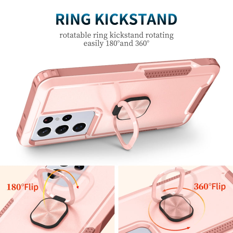 For Samsung Galaxy S21 Ultra 5G 3 in 1 PC + TPU Phone Case with Ring Holder