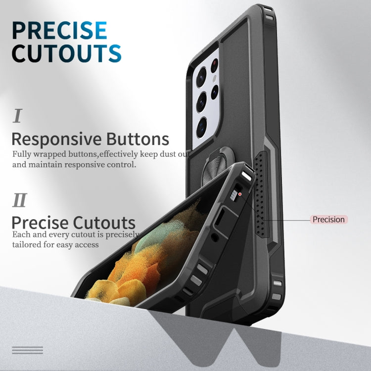 For Samsung Galaxy S21 Ultra 5G 3 in 1 PC + TPU Phone Case with Ring Holder