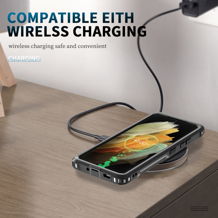 For Samsung Galaxy S21 Ultra 5G 3 in 1 PC + TPU Phone Case with Ring Holder