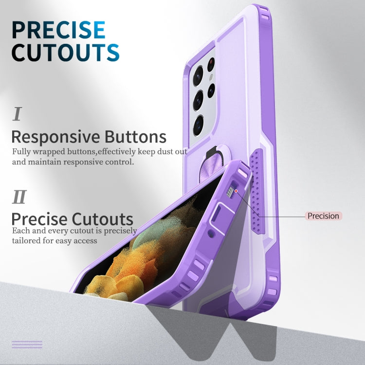 For Samsung Galaxy S21 Ultra 5G 3 in 1 PC + TPU Phone Case with Ring Holder