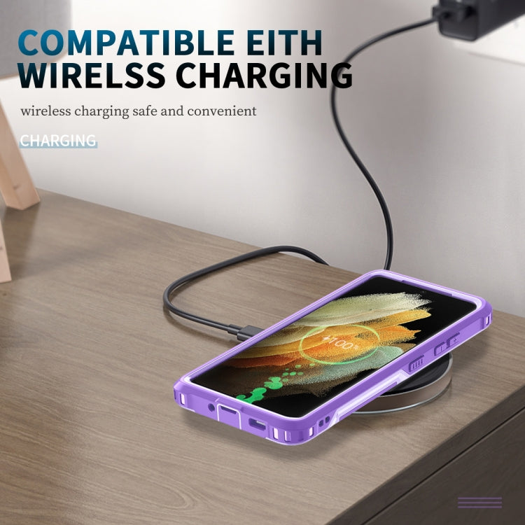 For Samsung Galaxy S21 Ultra 5G 3 in 1 PC + TPU Phone Case with Ring Holder