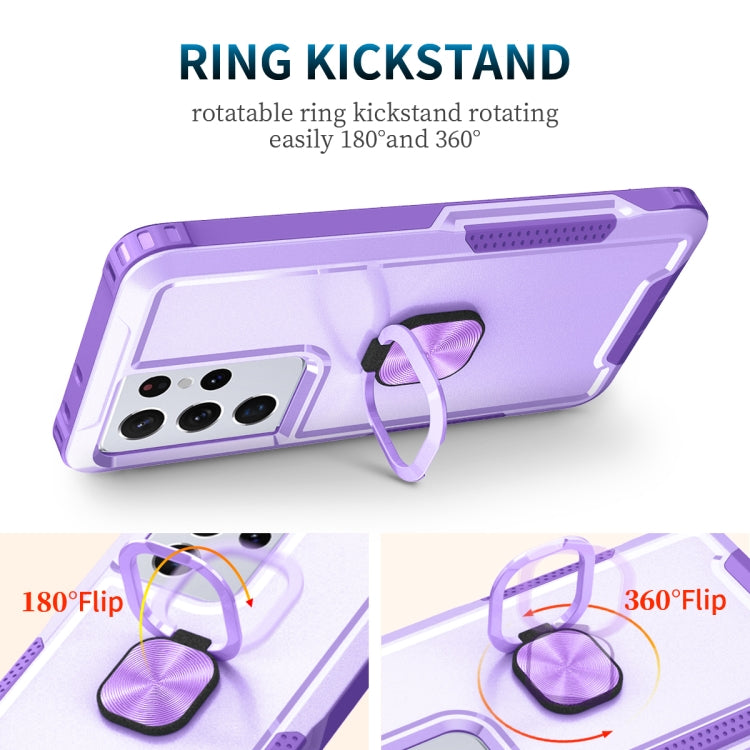 For Samsung Galaxy S21 Ultra 5G 3 in 1 PC + TPU Phone Case with Ring Holder