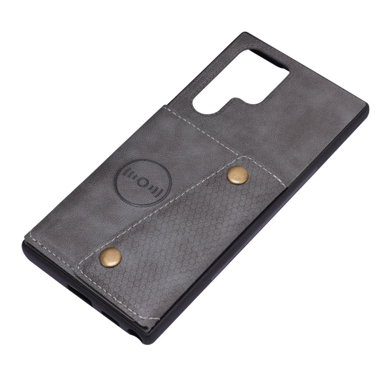 For Samsung Galaxy S22 Ultra 5G Double Buckle PU + TPU Magnetic Phone Case