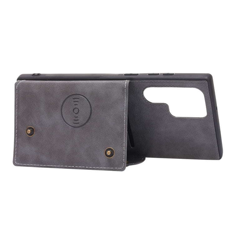 For Samsung Galaxy S22 Ultra 5G Double Buckle PU + TPU Magnetic Phone Case