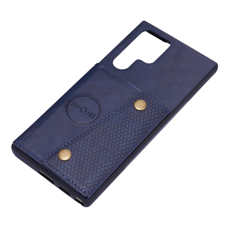 For Samsung Galaxy S22 Ultra 5G Double Buckle PU + TPU Magnetic Phone Case