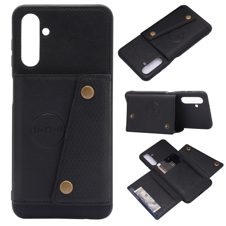 For Samsung Galaxy A13 5G Double Buckle PU + TPU Magnetic Phone Case