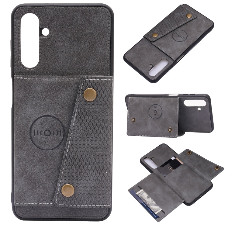 For Samsung Galaxy A13 5G Double Buckle PU + TPU Magnetic Phone Case
