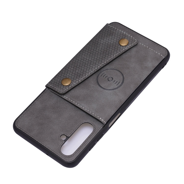 For Samsung Galaxy A13 5G Double Buckle PU + TPU Magnetic Phone Case