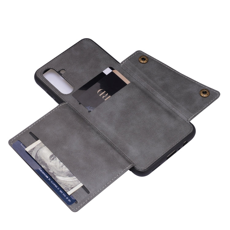 For Samsung Galaxy A13 5G Double Buckle PU + TPU Magnetic Phone Case