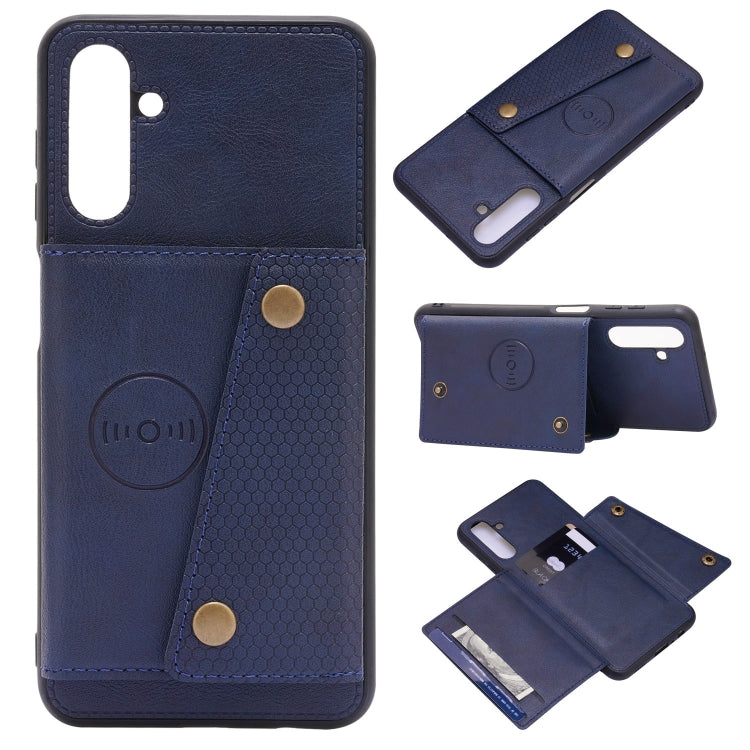 For Samsung Galaxy A13 5G Double Buckle PU + TPU Magnetic Phone Case